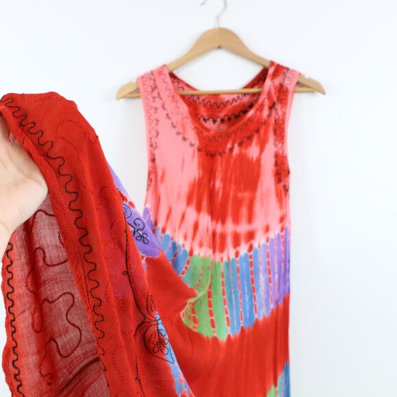 *Flowy Tie-Dye Embroidered Maxi Dress - Picture 4 of 7